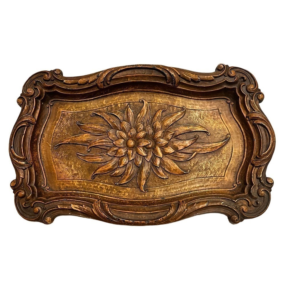 Beautiful Rustic Rectangle Carved Tray - Picture 1 of 6